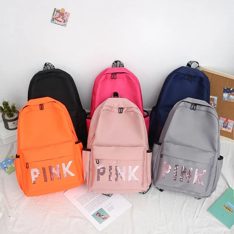 

Custom Logo Outdoor Lightweight Promotional Camping Travel School Bag Waterproof Pink Backpacks