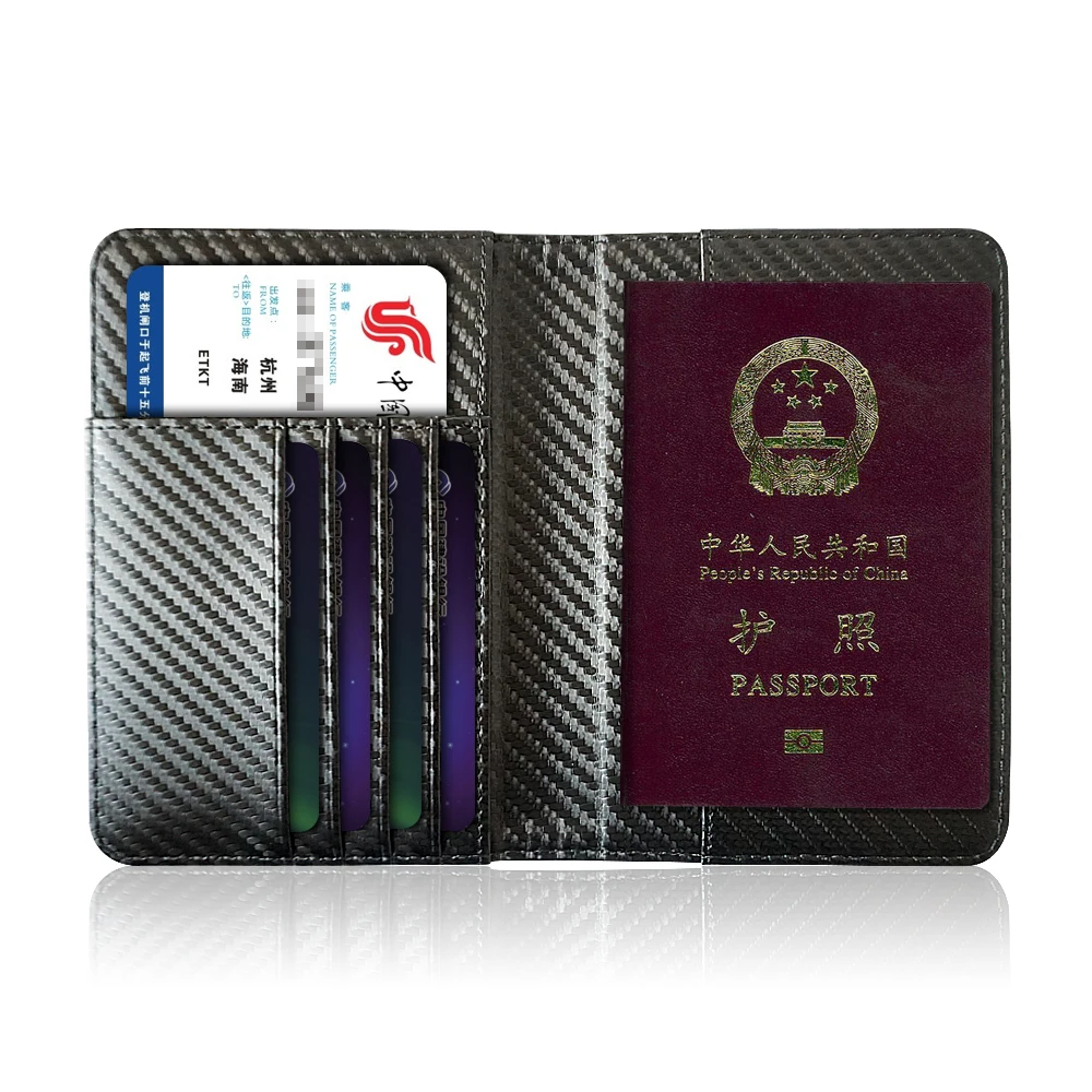 

RFID Blocking Multifunction Carbon Fiber Passport Holder Travel Wallet Card Holder, Black,pink,blue,green,red,yellow,purple etc