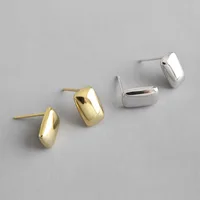 

plain silver unique design korean stud earrings
