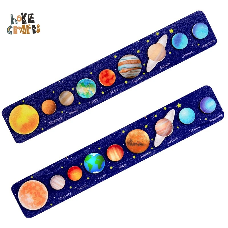 

Funny planet wooden puzzles vivid planets design kids universe learning toy educational wooden matching board