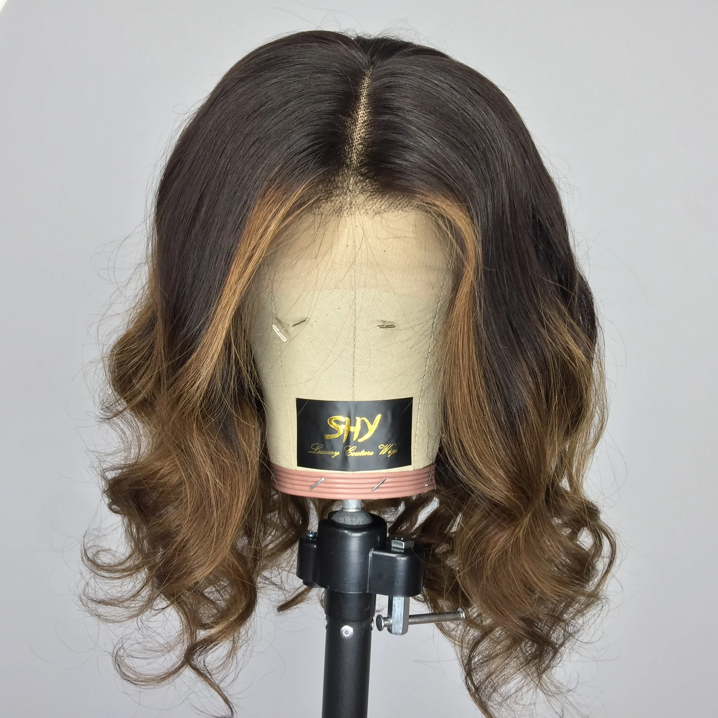 

Single Knot Ombre Short Cut Human Hair Wigs Glueless Full Lace Wigs With Baby Hair Wavy Bob Wig Pre Plucked Bleached Knots