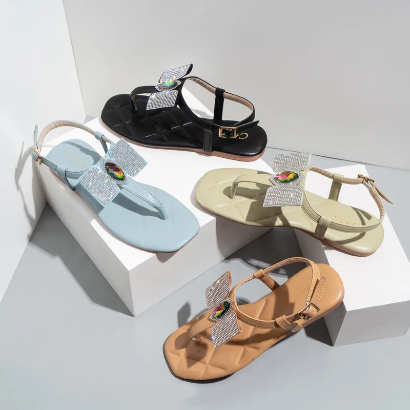 

Women Shoes Summer Beautiful Girls Women's Sandals shiny rhinestone bow customizable Ladies sandals