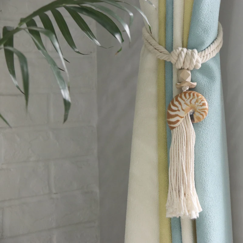 

2 Styles Natural Nautilus Shell Curtain Bandage Natural Shell&Conch Handmade Crafts Mediterranean Home Decor