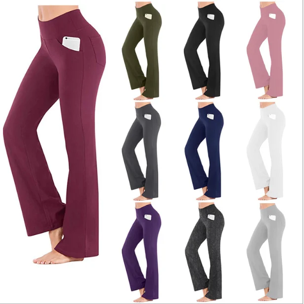 

2021 Hot Women Plus Size Girls Yoga Pants Flare Trousers Bell Bottom Joggers Sexy Loose Women Wide Leg Sweat Pants, As show or custom