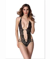 

Women Deep V Lingerie Lace Babydoll Mini Bodysuit