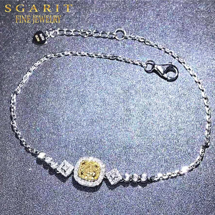 

Trendy Wedding Diamond Jewelry Bracelet For Women 0.24ct Natural Yellow Diamond 18k Gold Bracelets