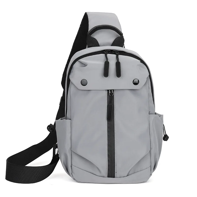 

Custom Simple Cool Men's Small Messenger Backpack Sling Chest Bag Diagonal Anti-Theft Cross Body Shoulder Bag For Male Sports, Black, gray