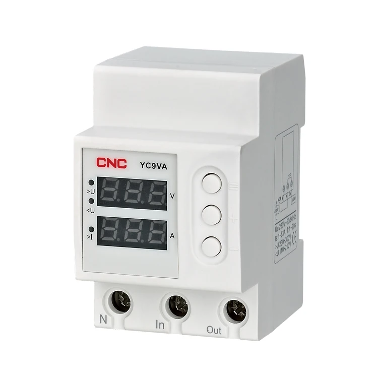 

CNC YC9VA 50Hz AC Din Rail 63A digital Over and Under Voltage Relay Surge Protection 230V Over Current Protection