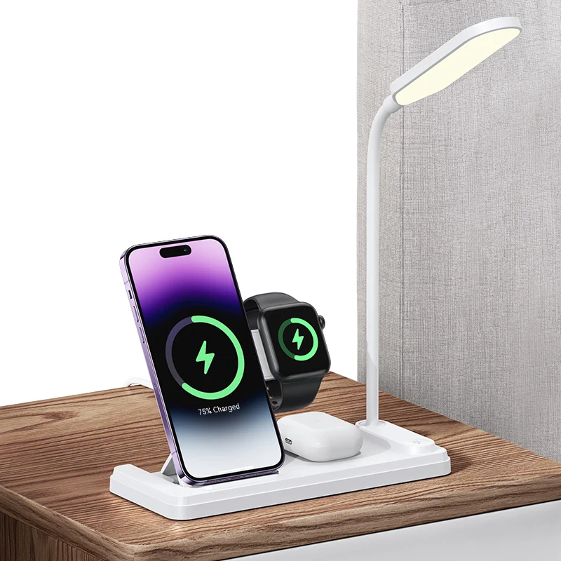 

USAMS Multi-function Table Desk LED light 15W Folding Wireless Fast charging Charger Phone Holder With Table Lamp