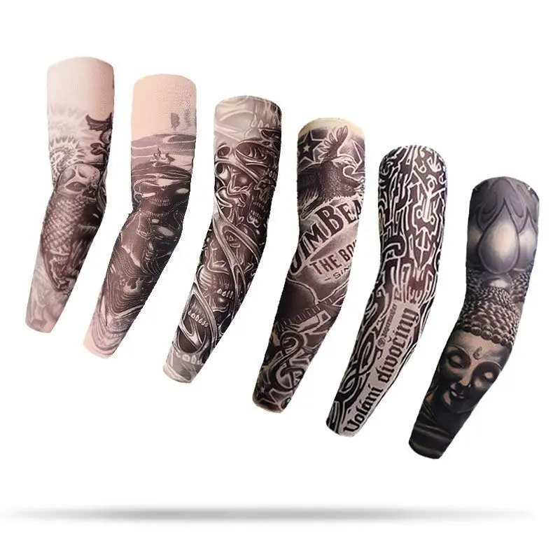 

Wholesale Tattoo Sleeve Flower Arm Sleeve for Seamless Summer Sun Protection Gloves, As picture