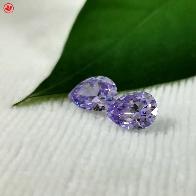 

5A synthetic Cz Gems Pear Shape loose gemstone Lavender color Synthetic Stones Cubic Zirconia gemstone