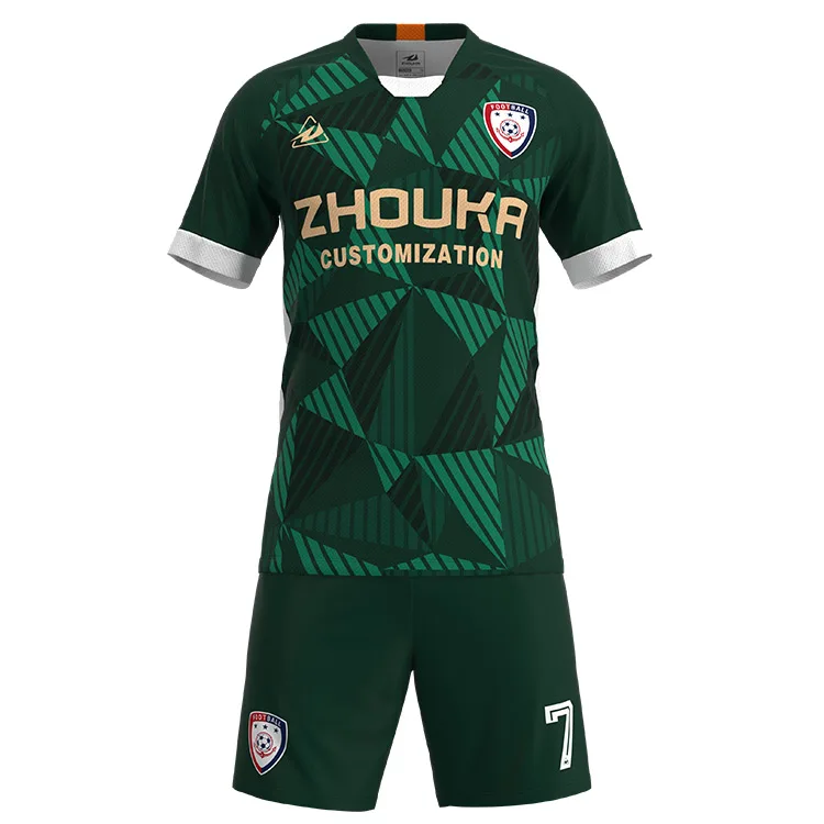 

Wholesale Price In Stock Mens Football Jersey Suits Customized Sublimation Logo Cheap Soccer uniform