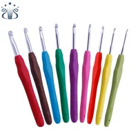 

RTS 9pcs/set Plastic Handle Knitting Needle Crochet Hook Set