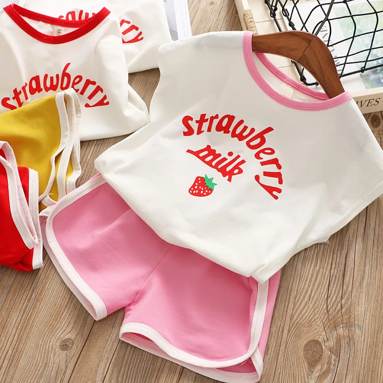 

2020 New Baby Girl Clothes Hot Summer Girls' Clothing Toddler Sport Letter Printed T-shirt+Shorts Sets Lovely Girls Clothes 2-7Y