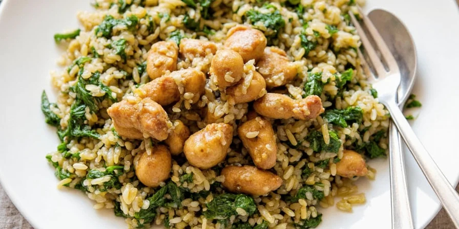 Za'atar-seasoned spinach rice with olive oil