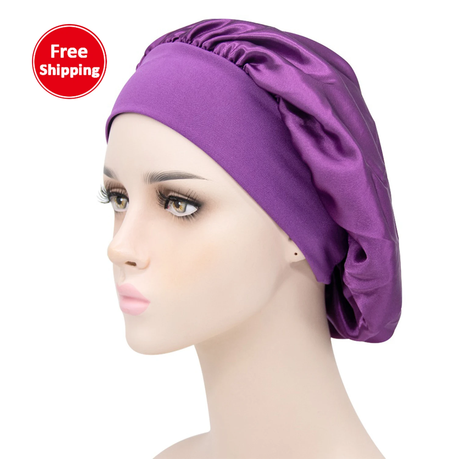 

Private label women's fashion stretch hair care chemo shower head braid cap bonnet