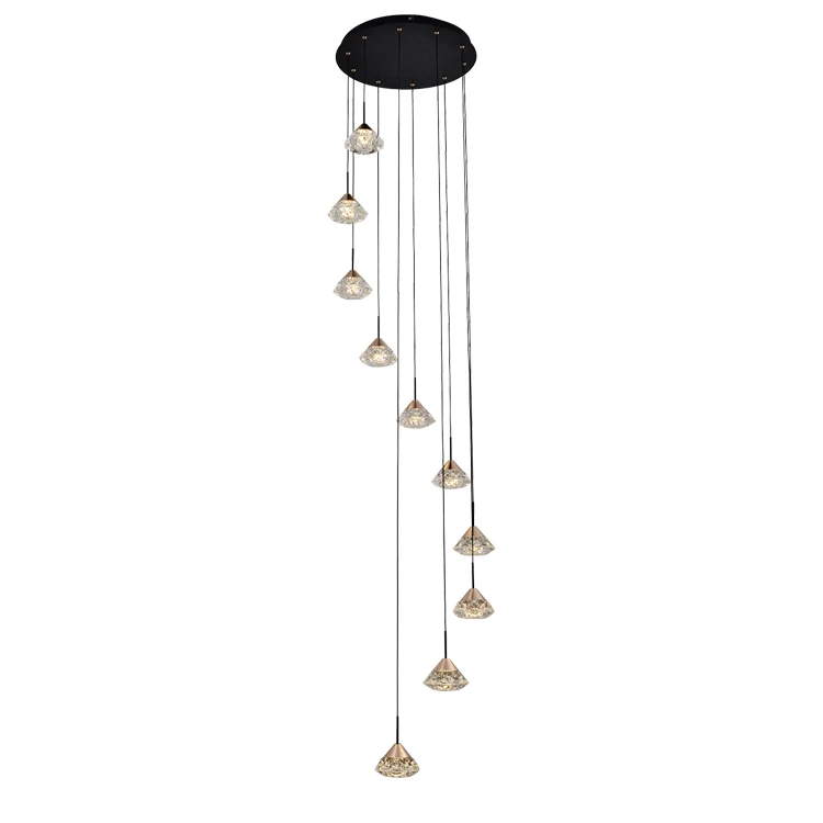 stairs chandelier gold black diamonds drip rain for indoor room home