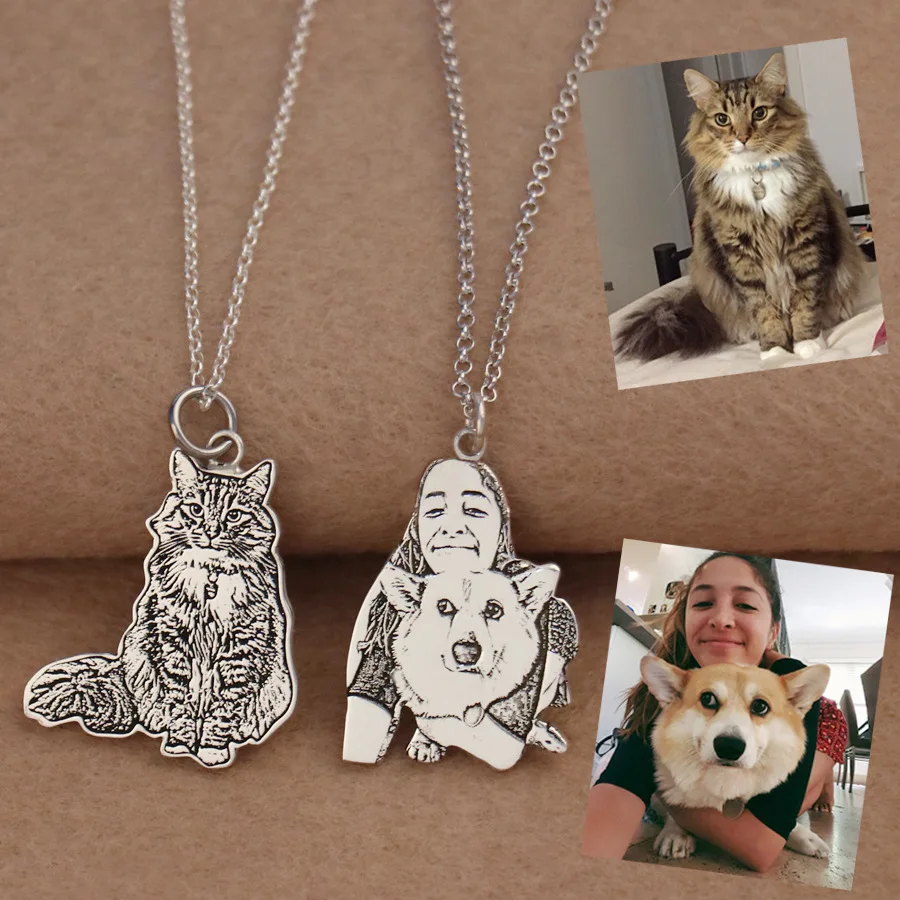 

Fashion Photo Engraved Personalized Customized Picture Necklace, Gold/silver