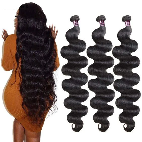 

32 34 36 38 40 Raw indian virgin remy hair body wave extensions natural black long hair bundles ,100% unprocessed human hair, 1b black (other colors please leave messages)