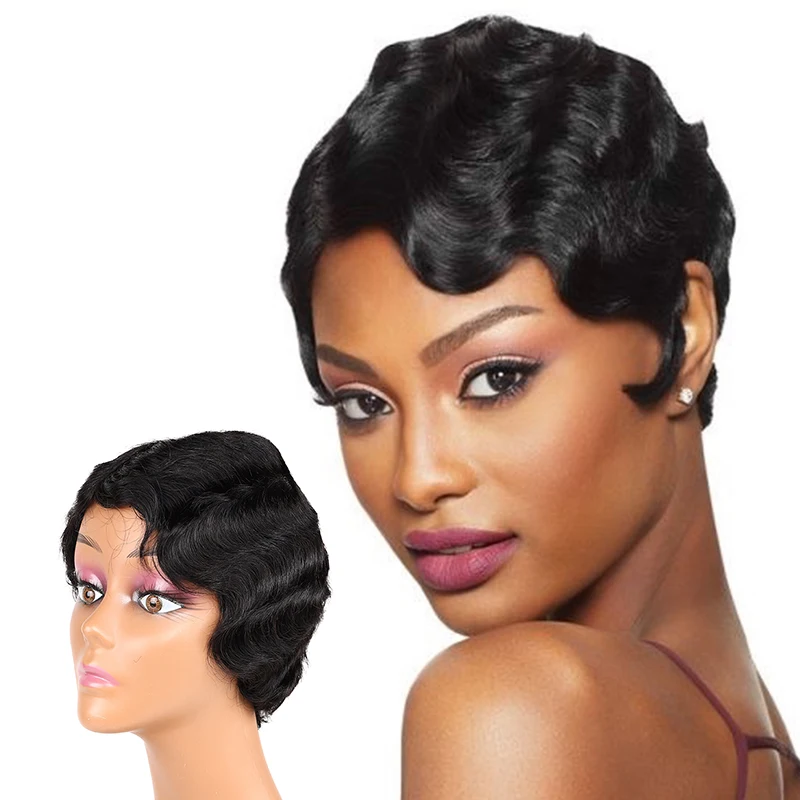 

100% Virgin Remy Human Hair Lace Front Pixie Cut Wig Pixie Cut Wig Human Hair 360 For Black Women
