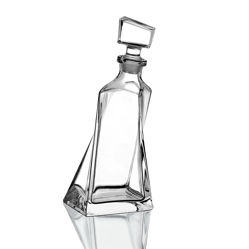 

N27 Hotsale Unique rotating twist shape clear glass whiskey decanter bottle, Clear transparent