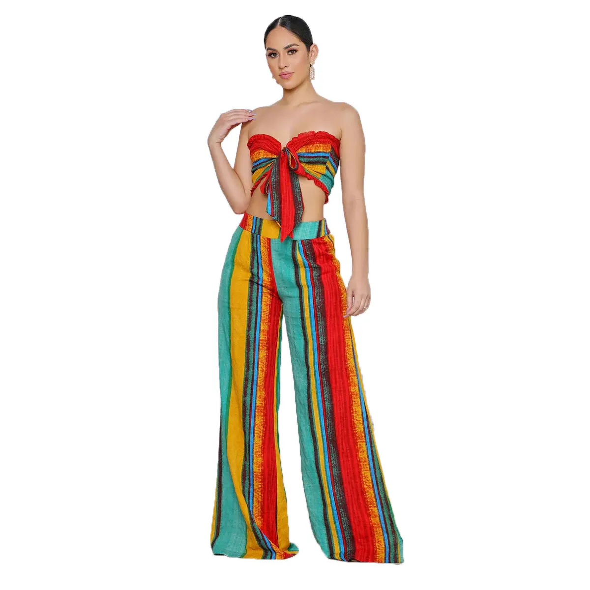 

10310-SW66 striped bow designs wide leg styles jumpsuits women 2021 sehe fashion, Picture colors