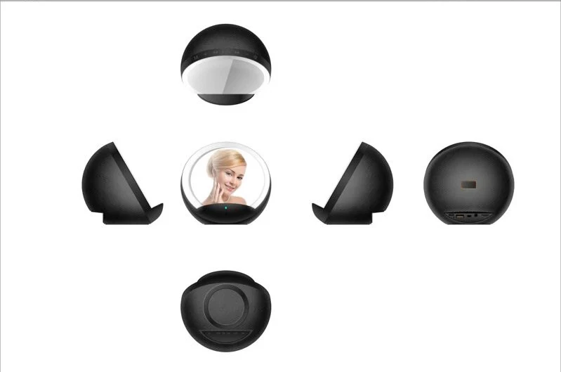 promotion gift woman make up mirror round shape led lights desktop makeup mirror bluetooth speaker table speaker - ANKUX.COM