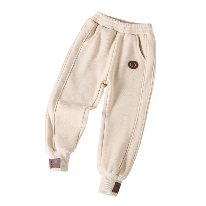 

Children's Winter Plus Velvet Warm Casual Pants Solid Color Trousers CD Standard Trousers, Picture