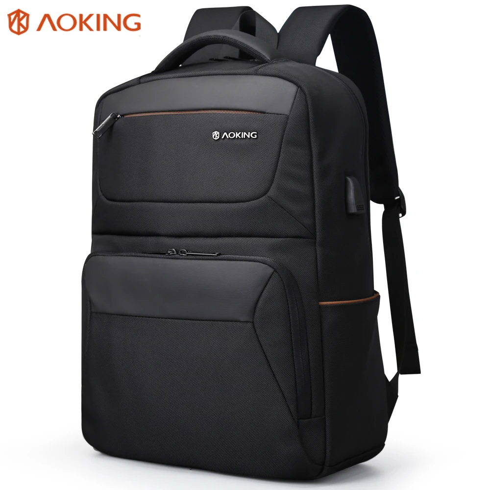 

2020 aoking solid black wholesale private label school usb charger rechargeable business men back pack backpack laptop bags