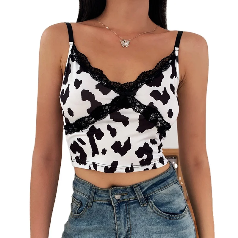 

Fashion Sleeveless Dot Lace Sexy Crop Top Girls and Women, Shown