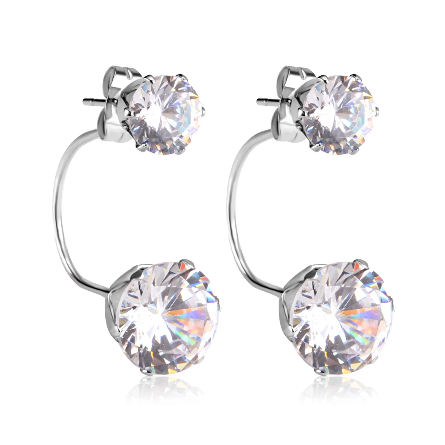 

Beautiful cubic zircon earring stud designs for women big diamond cuff stainless steel earring