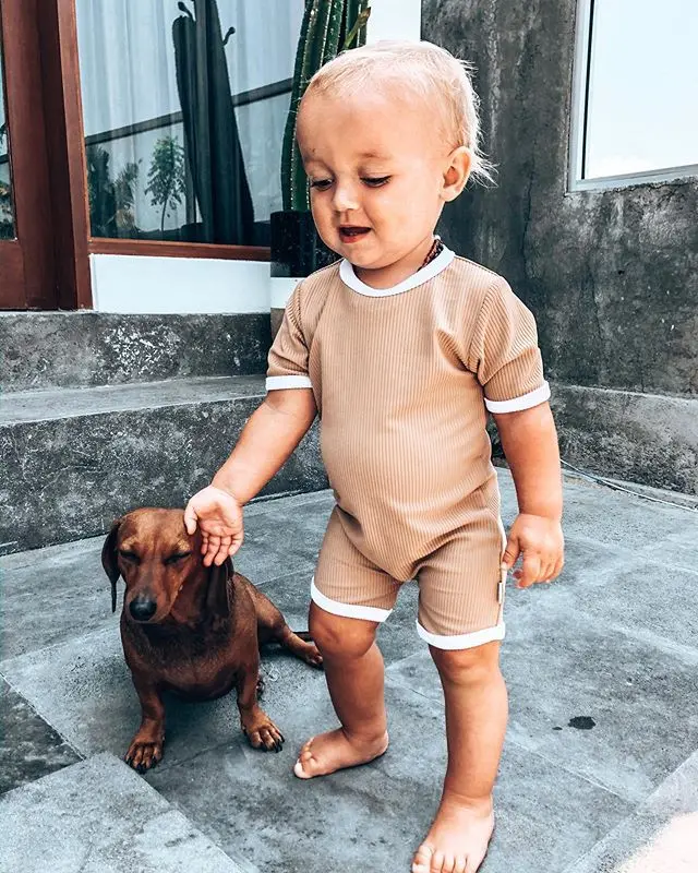 

2020 Summer Newborn Infant Baby Boys Girls Clothes Solid Ribbed Cotton Romper Jumpsuit 0-24M, As picture
