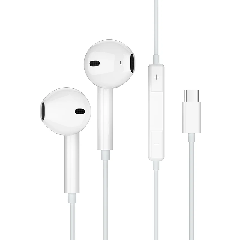 

2021 New Smart Wired Headset HiFi Sound Earphone Headphone Wired Upgrade Noise Reduction Type-C Wired Earphone, White