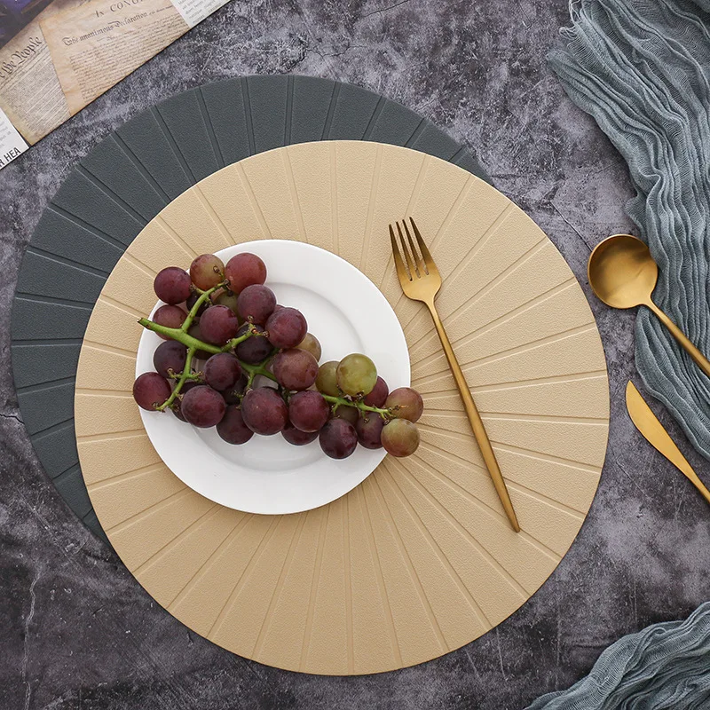 

Round EVA Foamed Embossed Place mat Non-slip Washable Table Mat Radiating Natural Embossed Placemat