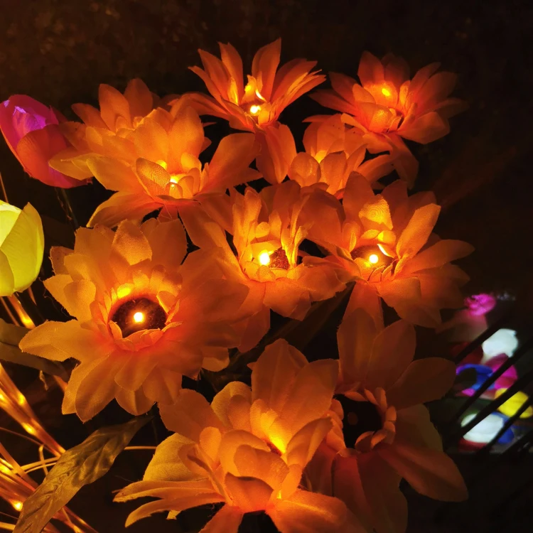 
Square landscape rose wheat ear flower sea light led outdoor waterproof wheat ear rose flower string holiday lighting 