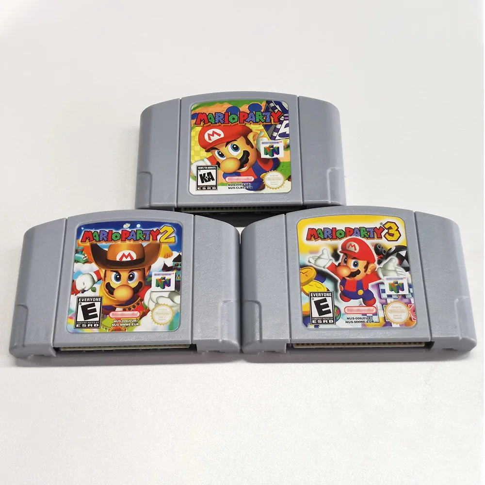 

Hot Selling Video Game Cartridge Eu Version Pal Card Everdrive N64 Console Mario Party 1 2 3 N64 Games For Nintendo 64 Mario