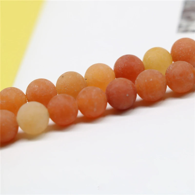 

Wholesale Fashion Matte Frosted Red Orange Aventurine for Jewelry Making Round Gemstone Loose Beads15.5"