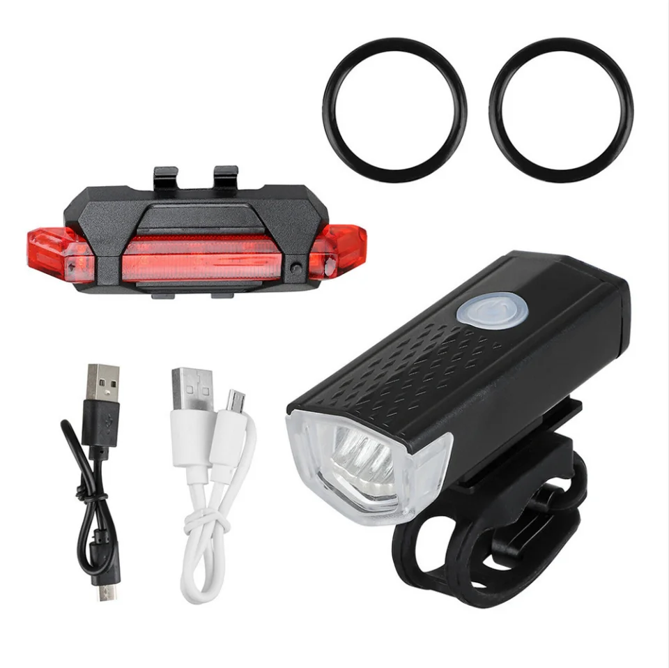 

Popularity USB Charging Waterproof High-brightness Cycling Light Combination Bicycle Led Front Rear Lamp Set Bike Front Light, Black/white/customize available