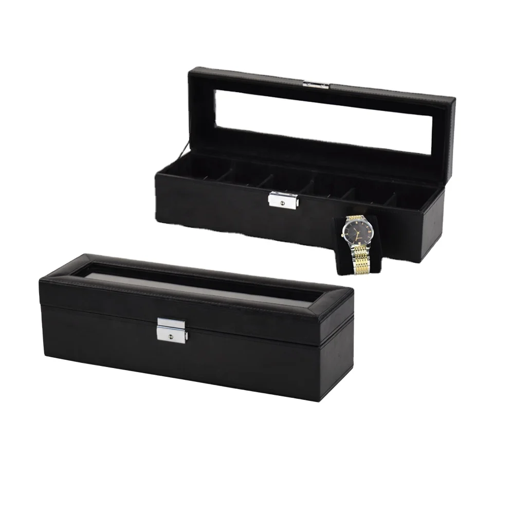 

Handcrafted luxury black gift box for watch organizer with 6 slot wholesale