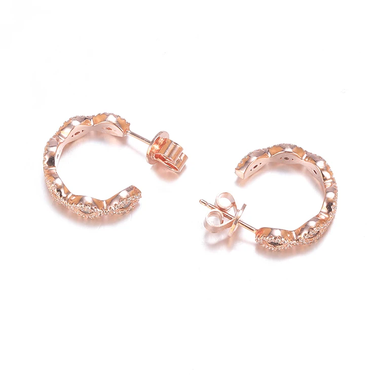 

925 sterling silver rose gold plated customized gift jewelry earrings cubic zirconia women stud earrings