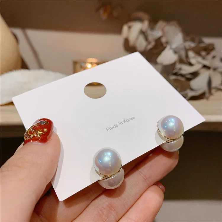 

new statement clip on womens pearl earrings stud