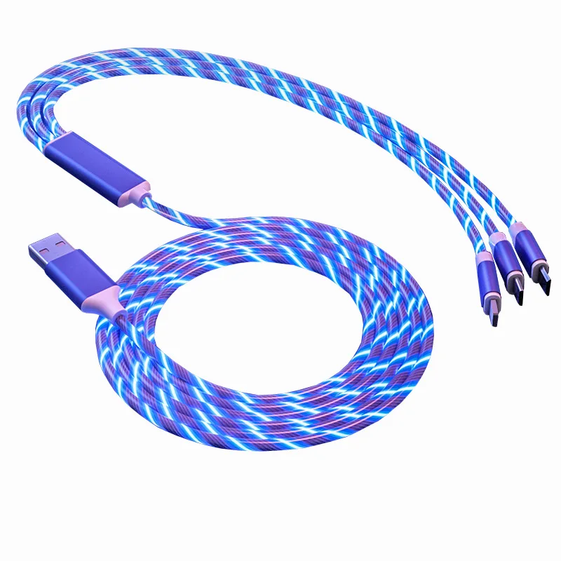 

Magnetic Charge Cable For iPhone Flowing Glow Fast Charging Cable Lighting Micro USB Cable LED Magnet Charger Type C Cord