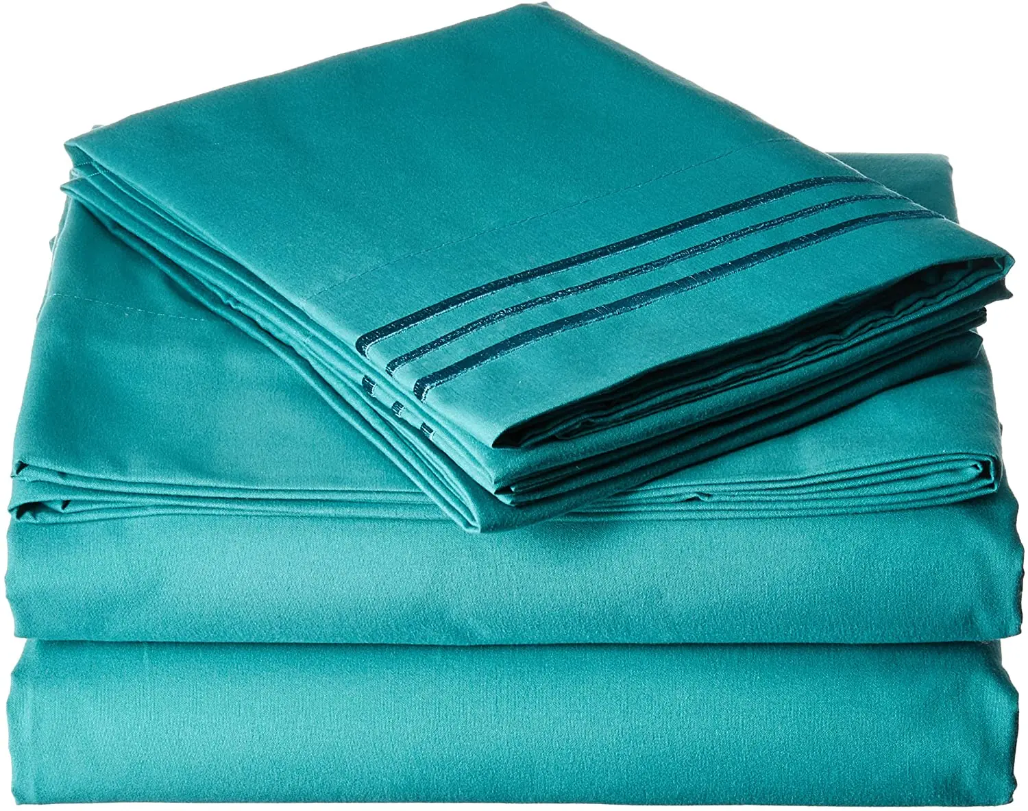 

1800 Bedding Wrinkle Fade Stain Resistant Hypoallergenic Brushed Microfiber Sheet Set 4pcs Teal King size