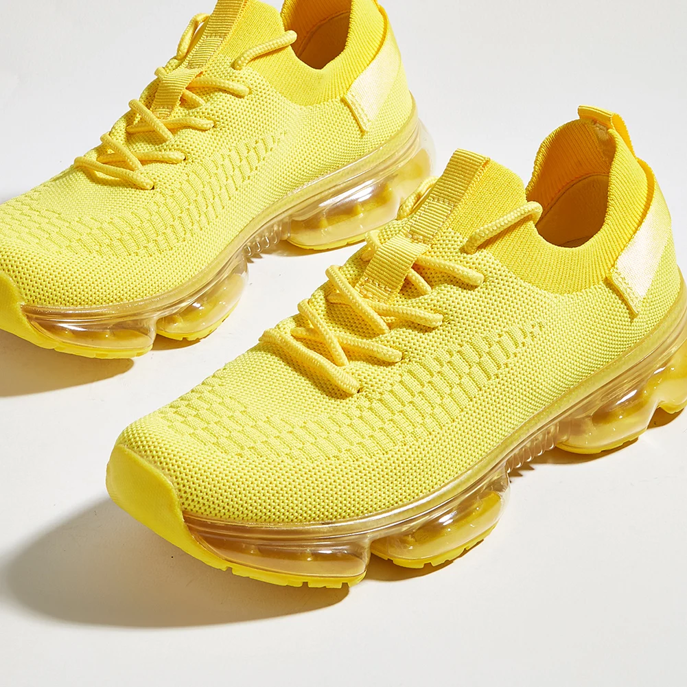 

Hot Sale Women Platform Lace Up Mesh Leisure Breathable Sports Shoes Woven Comfy Air Cushion Sneakers, Customerized
