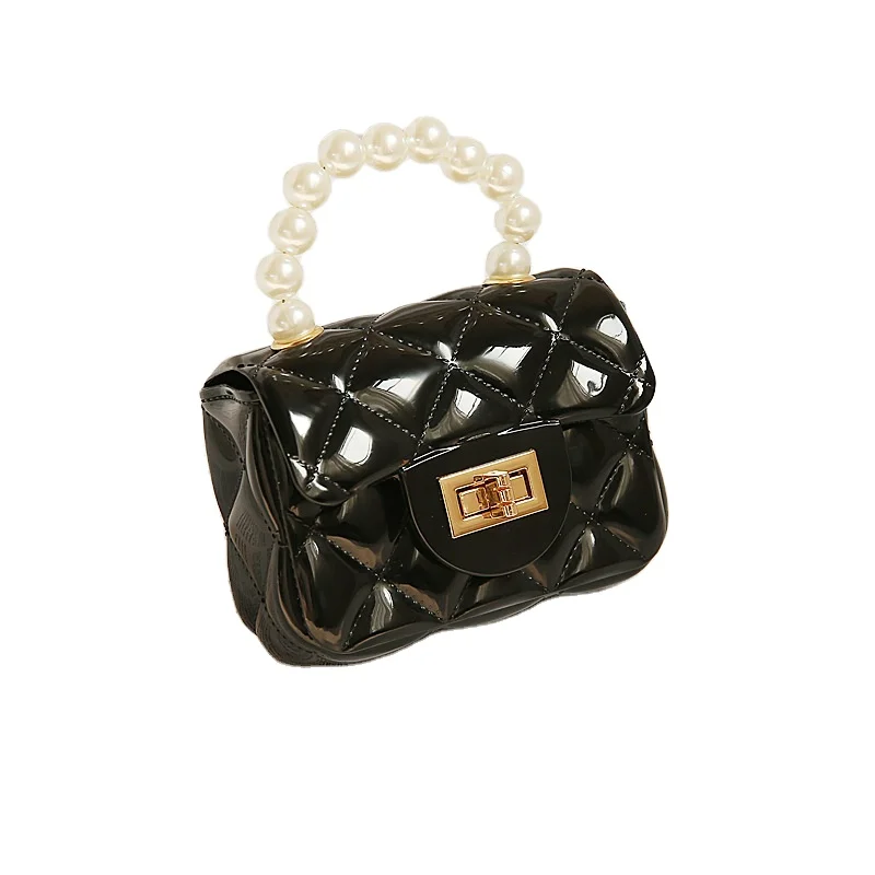 

2021 fashion mini cute waterproof women jelly purse bags women girls kids ladies pearl chain decor handbags shoulder bag