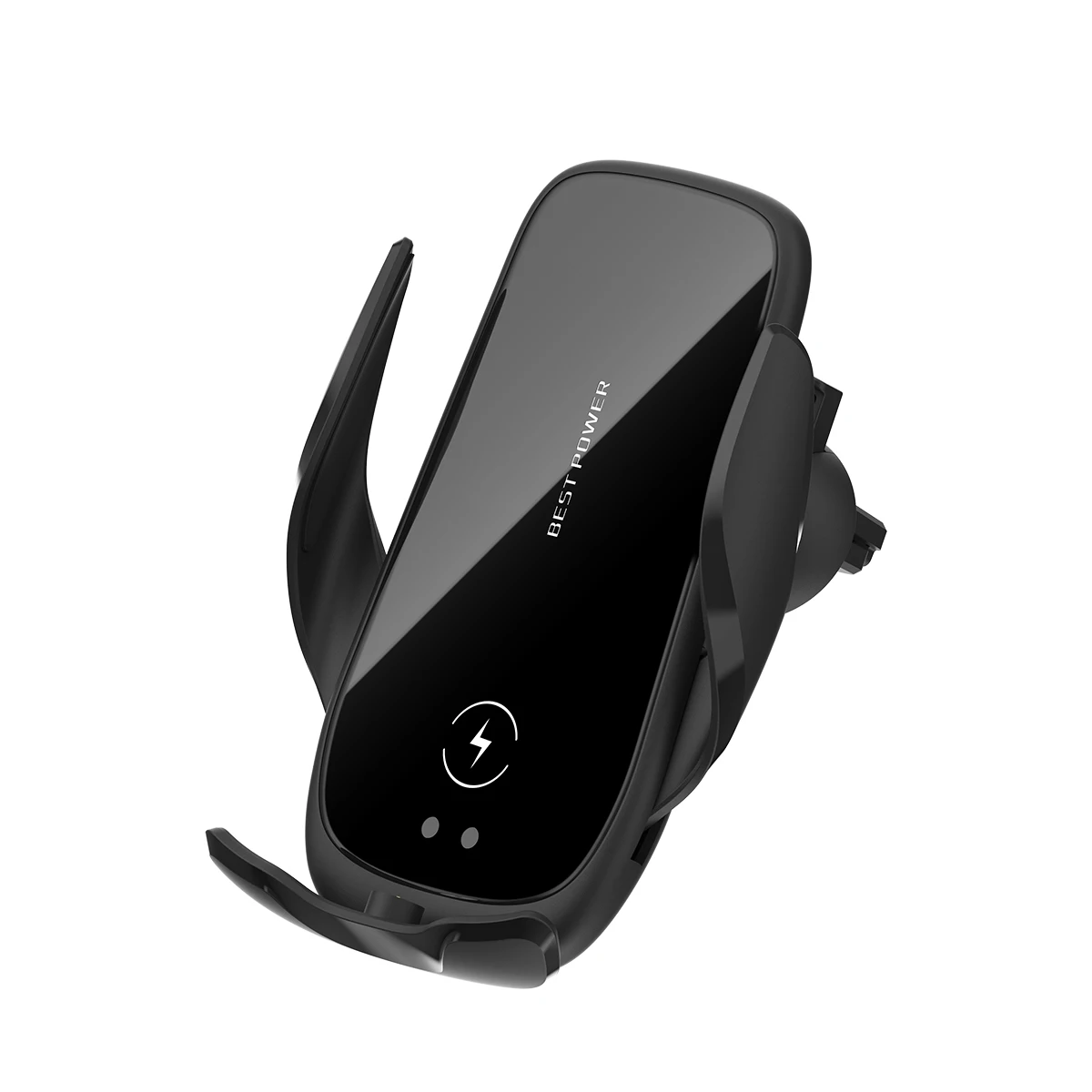 

Infrared induction qi charger wireless automatic sensor car phone holder charger automatic clamping 10W car wireless charger, White