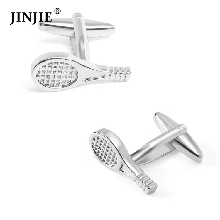 

JINJIE Novelty Sport Tennis Racket Silver Color Cufflinks