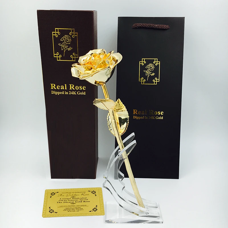 

Top Sale Product Forever Preserved Real Rose Rose Dipped 24k Gold Rose Flower with Long Stem for Birthday Anniversary