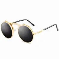 

3057 2020 new arrival retro gothic steam punk metal frame flip sunglasses vintage party glasses eyewear for man woman