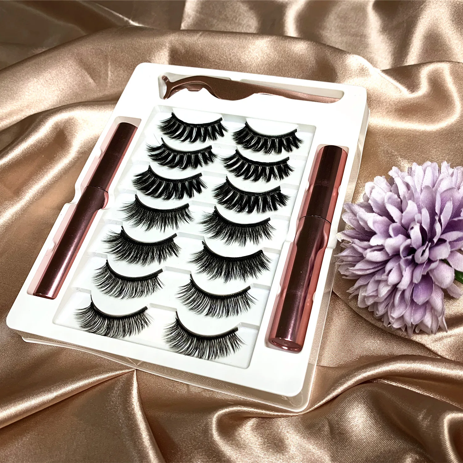 

Customize Own Box free sample Lashes Cruelty free Mink Vegan Fluffy Bulk individual magnetic eyelashes and magnetic liner